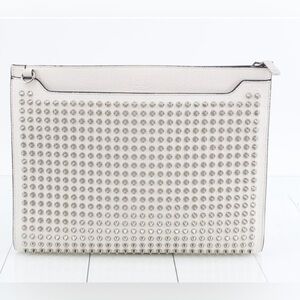 Christian Louboutin Studded White Clutch Bag